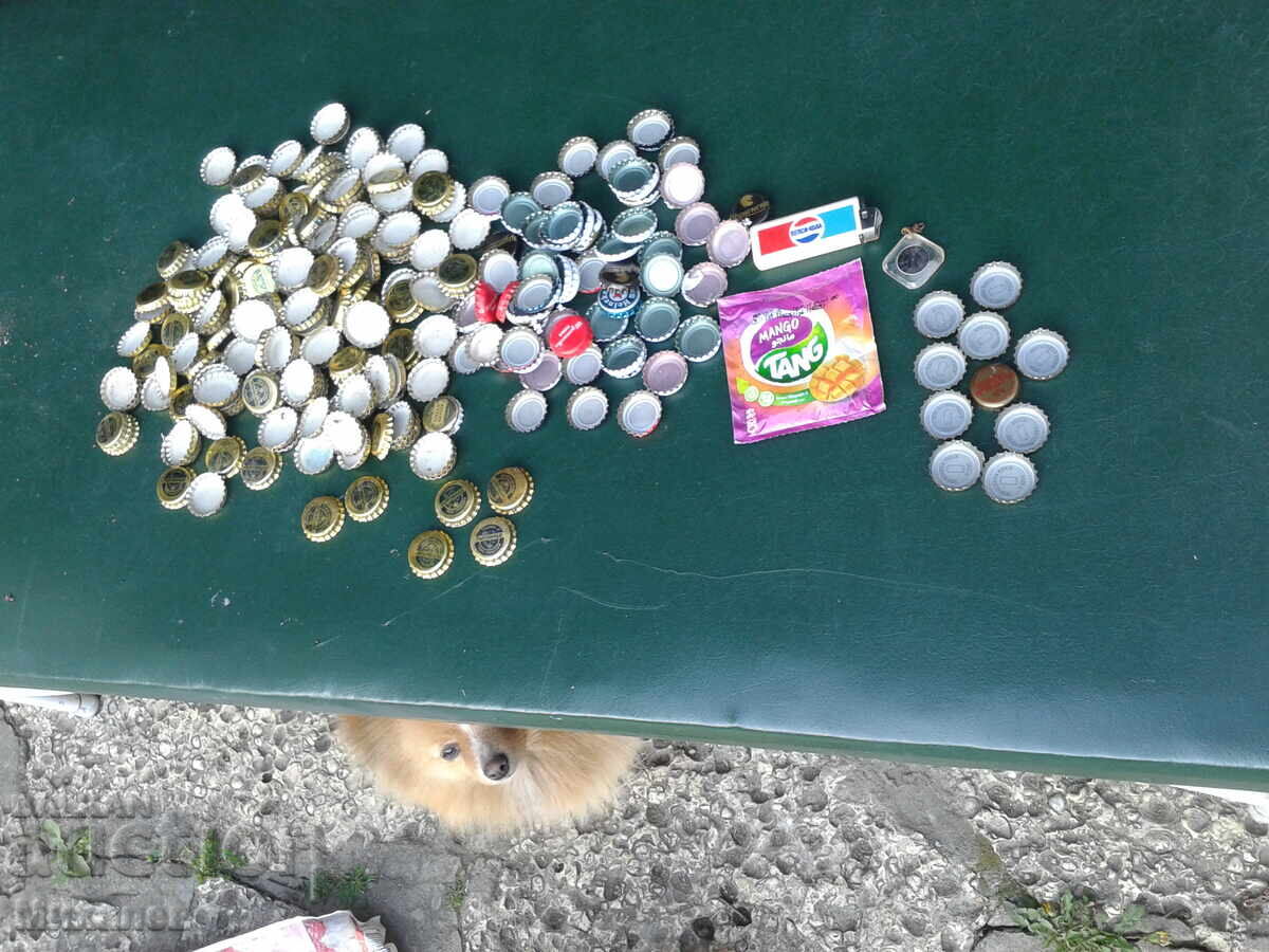 ламаринени капачки от бира и безалкохолни + запалка ПЕПСИ