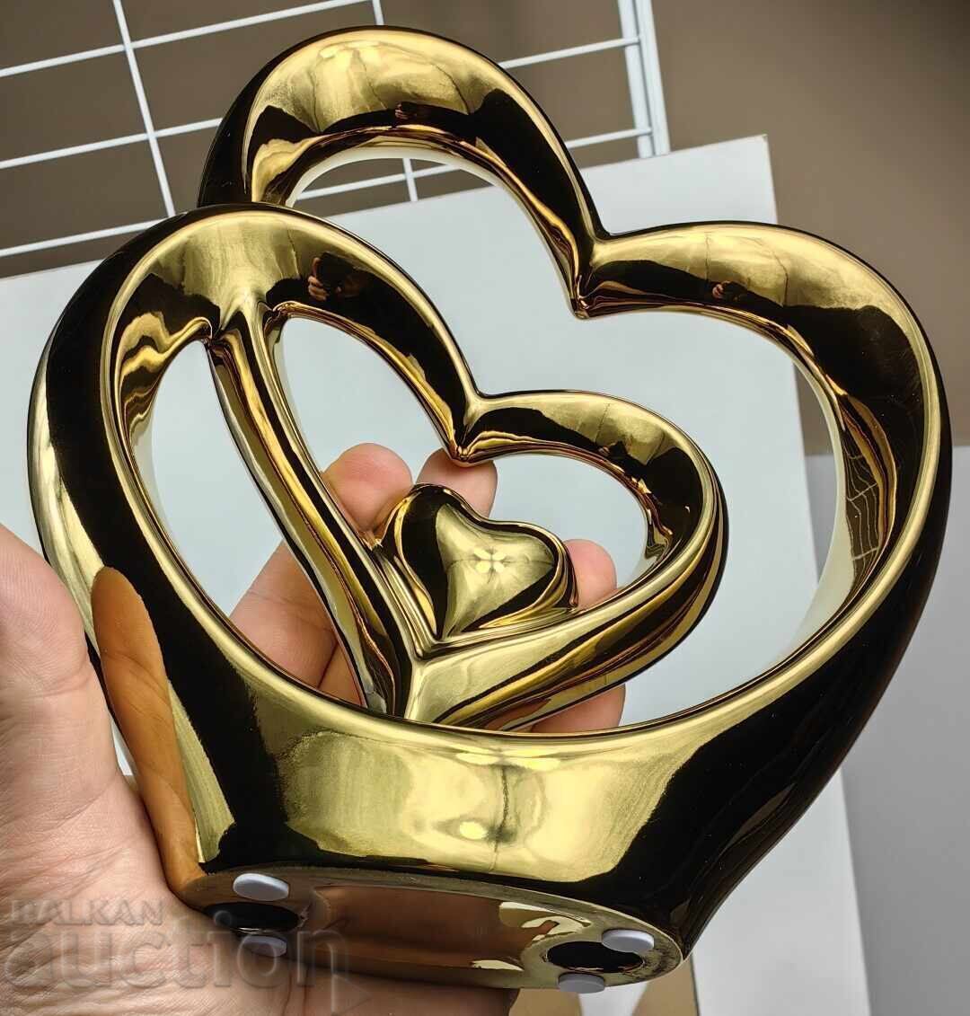 СКУЛПТУРА ПЛАСТИКА ФИГУРА СУВЕНИР СЪРЦЕ ВЛЮБЕНИ СЪРЦА ДВАМА - 7