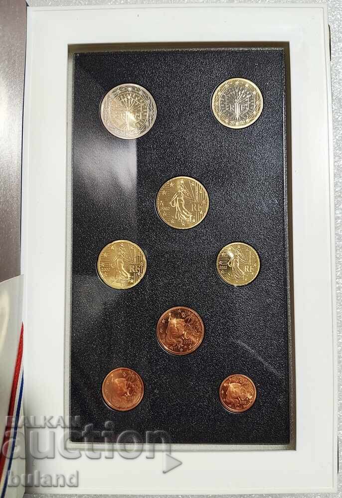 Доставка на Франция Официален PROOF СЕТ Евромонети 1 Цент до 2 Евро 2002