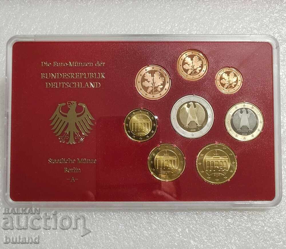 Германия UNC PROOF Евро Сет от 8 Монети 2003 A Цент Цента