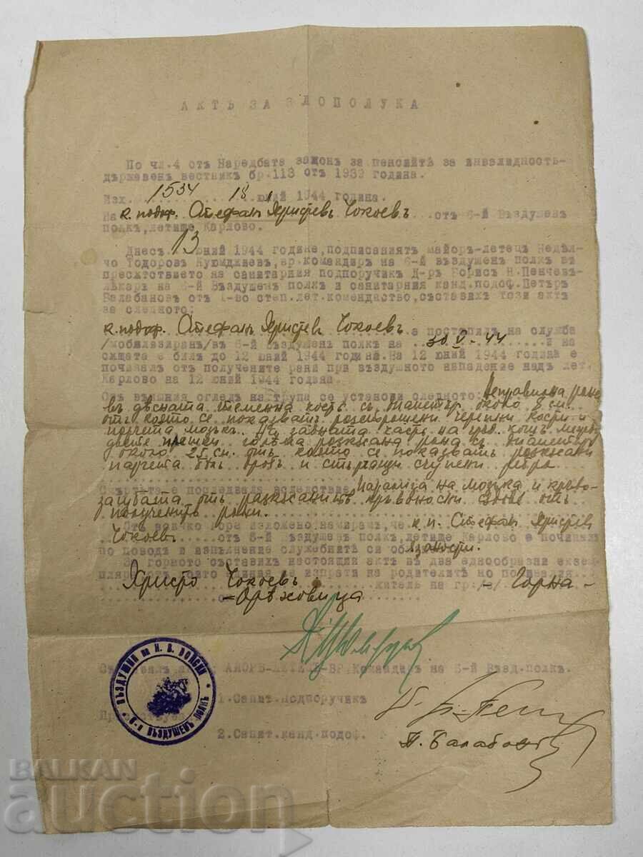 Auction  1944 KARLOVO AIRFIELD ATTACK 6TH AIR REGIMENT DEATH DOCUMENT