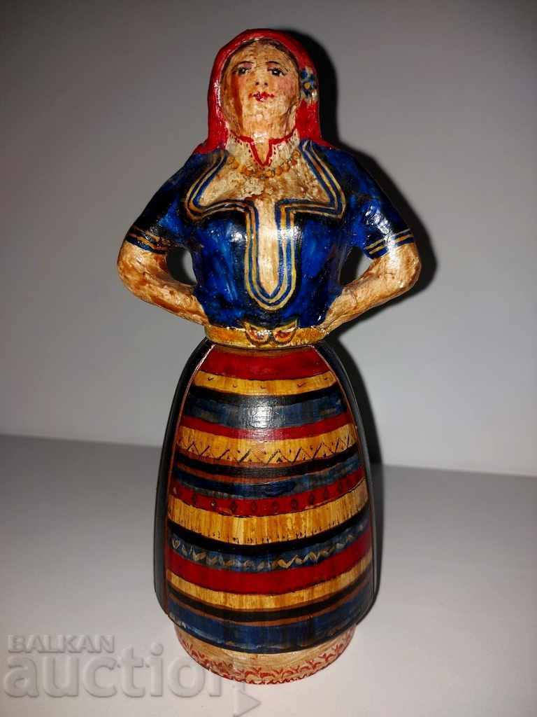 Auction  KINGDOM OF BULGARIA RARE PERFECT WOODEN FIGURE GIRL