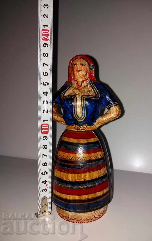 KINGDOM OF BULGARIA RARE PERFECT WOODEN FIGURE GIRL - 7