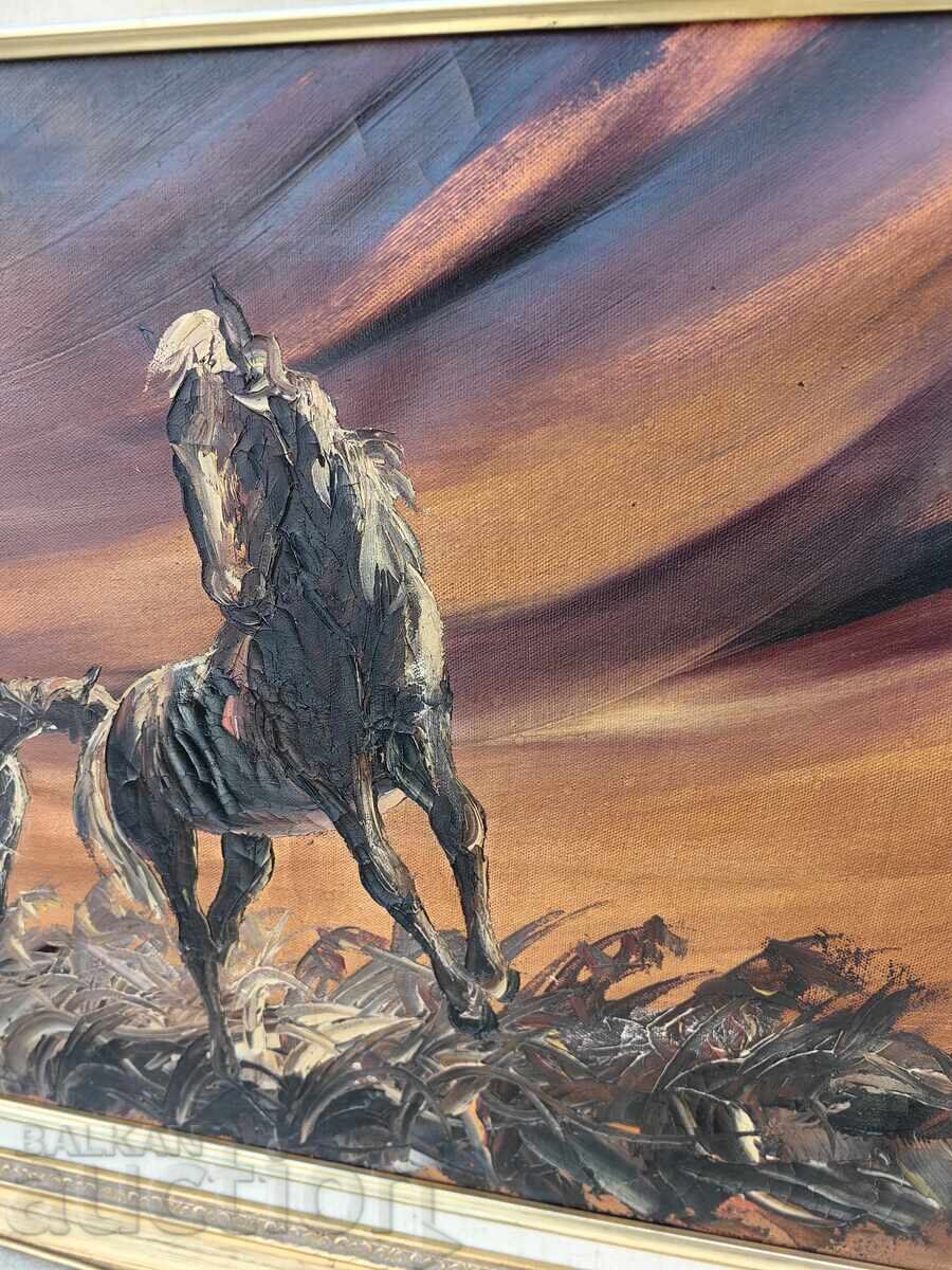 Δημοπρασία ΜΕΓΑΛΟΣ ΑΥΘΕΝΤΙΚΟΣ ΥΠΟΓΕΓΡΑΜΜΕΝΟΣ ΠΙΝΑΚΑΣ ΑΛΟΓΟ ΑΛΟΓΑ ΕΛΑΙΟΓΡΑΦΙΑ ΛΑΔΙ