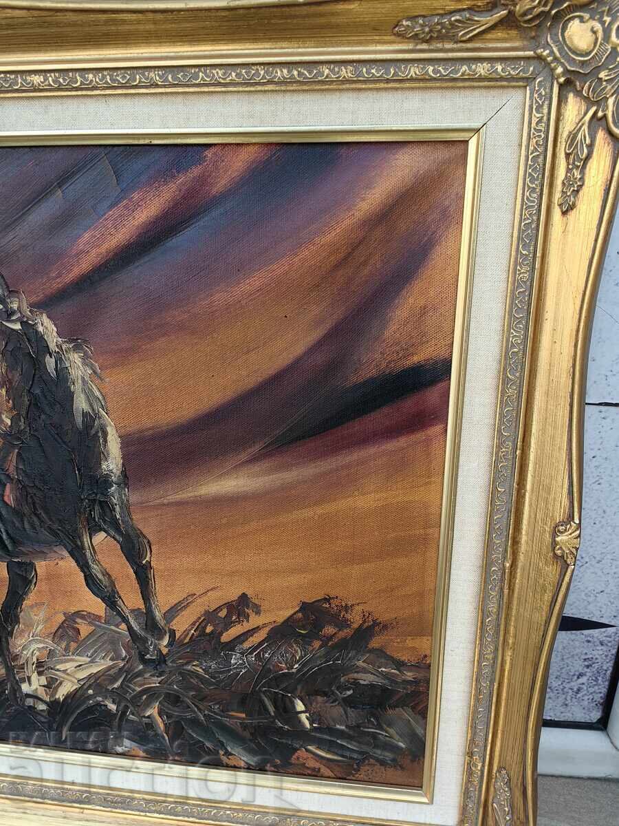 Παράδοση ΜΕΓΑΛΟΣ ΑΥΘΕΝΤΙΚΟΣ ΥΠΟΓΕΓΡΑΜΜΕΝΟΣ ΠΙΝΑΚΑΣ ΑΛΟΓΟ ΑΛΟΓΑ ΕΛΑΙΟΓΡΑΦΙΑ ΛΑΔΙ