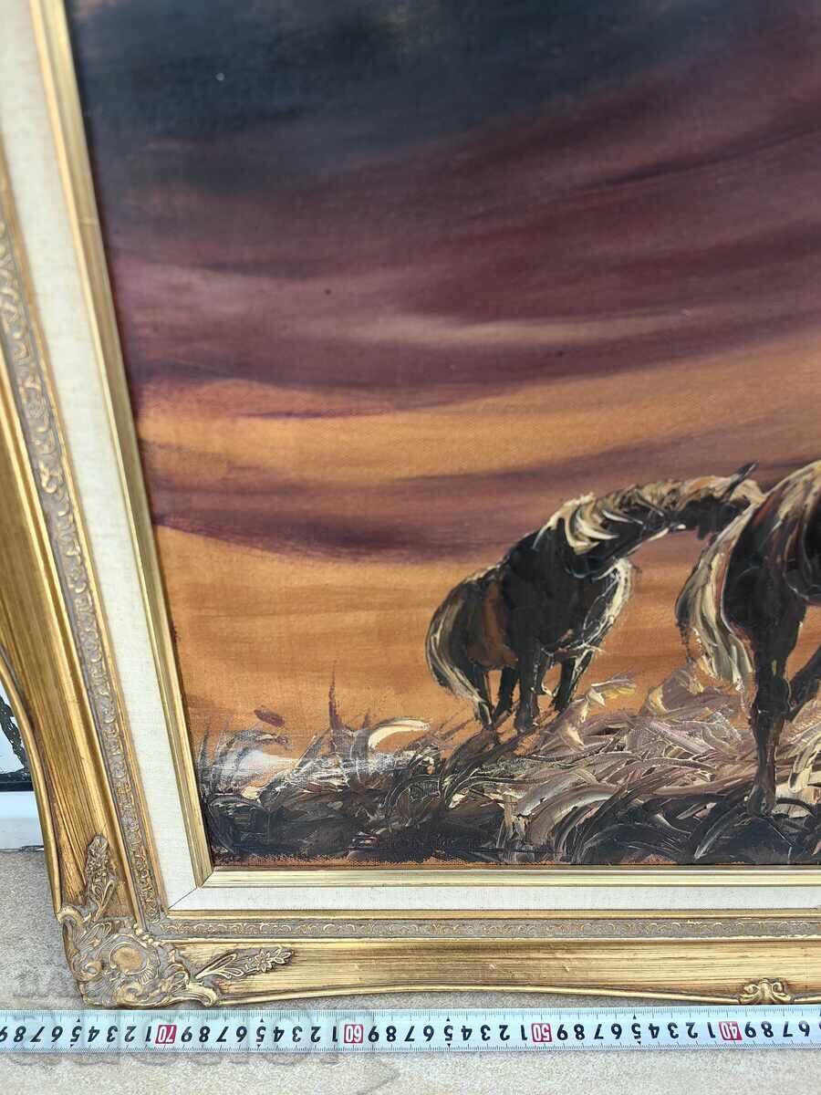 ΜΕΓΑΛΟΣ ΑΥΘΕΝΤΙΚΟΣ ΥΠΟΓΕΓΡΑΜΜΕΝΟΣ ΠΙΝΑΚΑΣ ΑΛΟΓΟ ΑΛΟΓΑ ΕΛΑΙΟΓΡΑΦΙΑ ΛΑΔΙ - 5