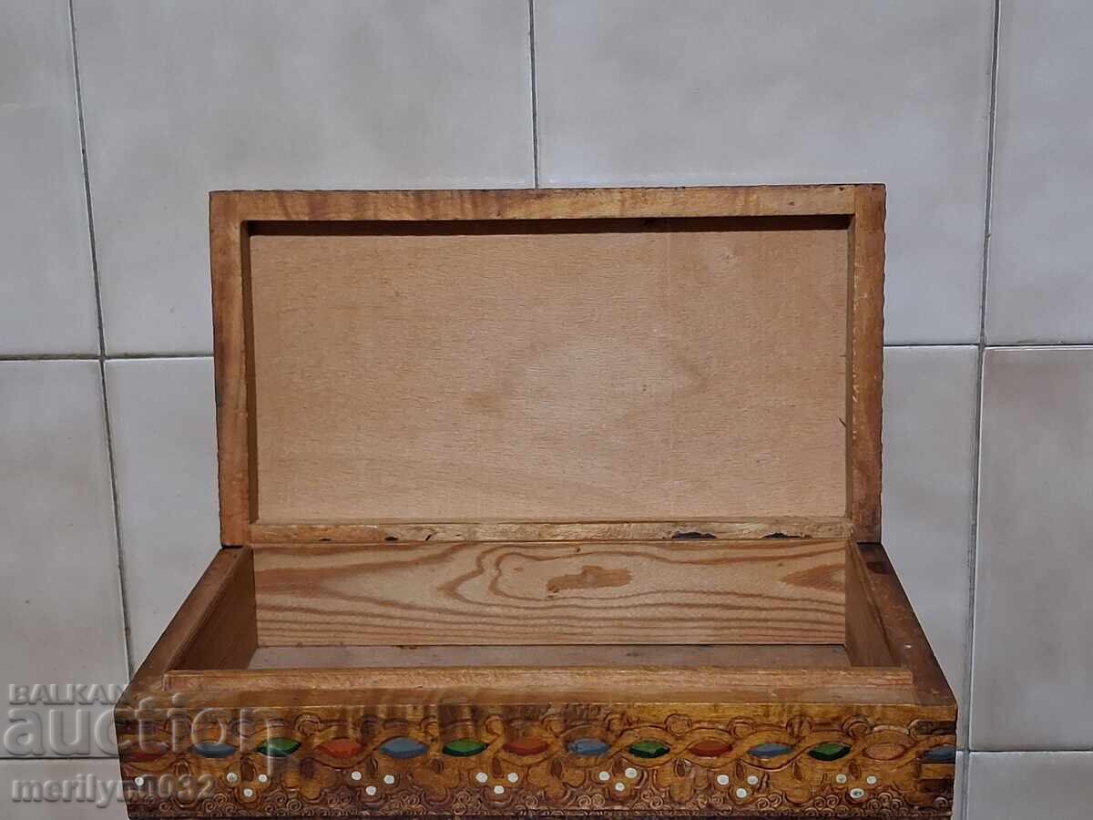 Old pyrography wooden box, woodwork, 1940s - 5