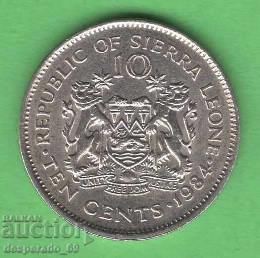 (¯`'•.¸ 10 σεντς 1984 ΣΙΕΡΑ ΛΕΟΝΕ UNC- ¸.•'´¯)