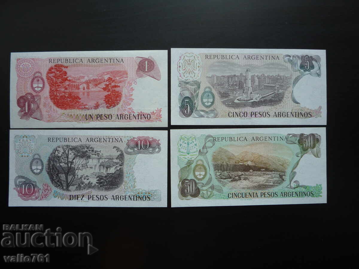 АРЖЕНТИНА СЕТ 1+5+10+50  ПЕСОС  1983-1985  НОВИ UNC с цена € 5.00 | 9.78 лв.