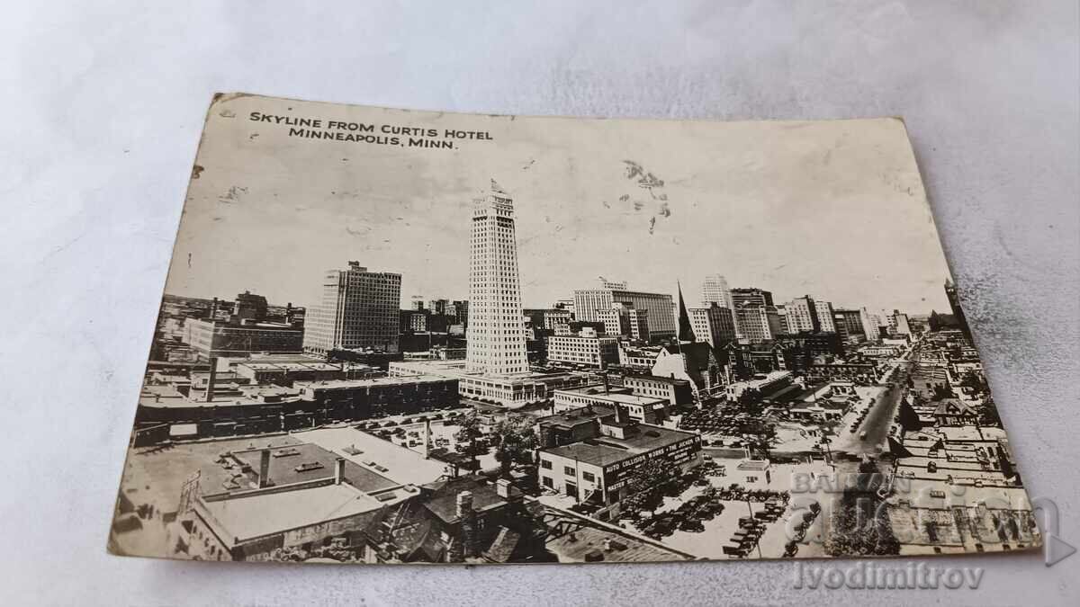 Carte poștală Minneapolis Skyline de la Curtis Hotel 1933