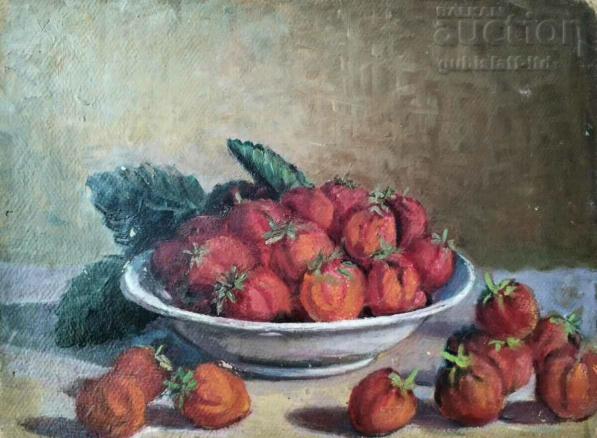 Аукцион Картина, пейзаж, къщи, худ. С. Стоянов, 1947 г.