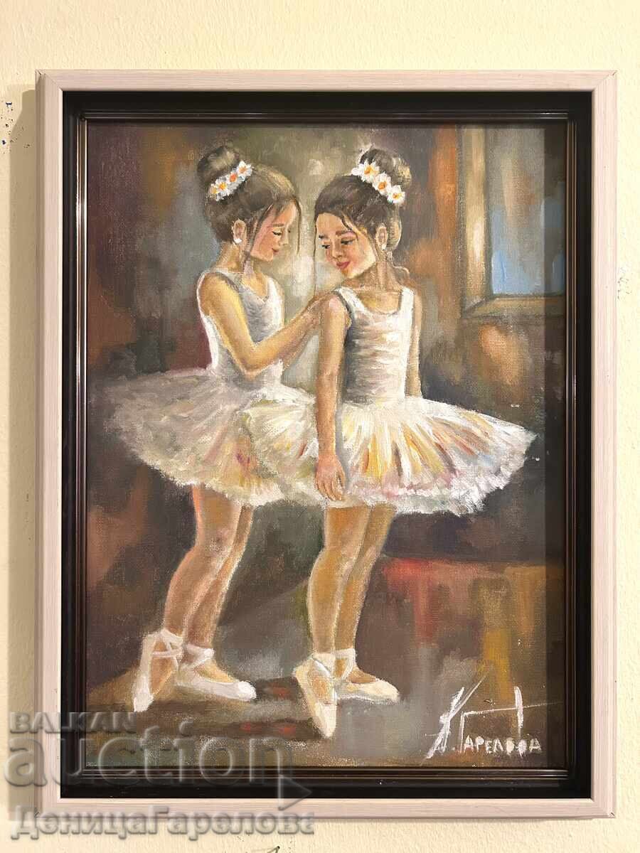 Denitsa Garelova painting 30/40 "Two Future Prima Ballerinas"