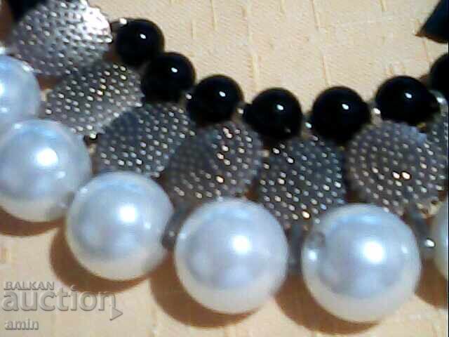 Όμορφο κολιέ από μαργαριτάρια, κρύσταλλα, όνυχα - 5 Όμορφο κολιέ από μαργαριτάρια, κρύσταλλα, όνυχα - 5