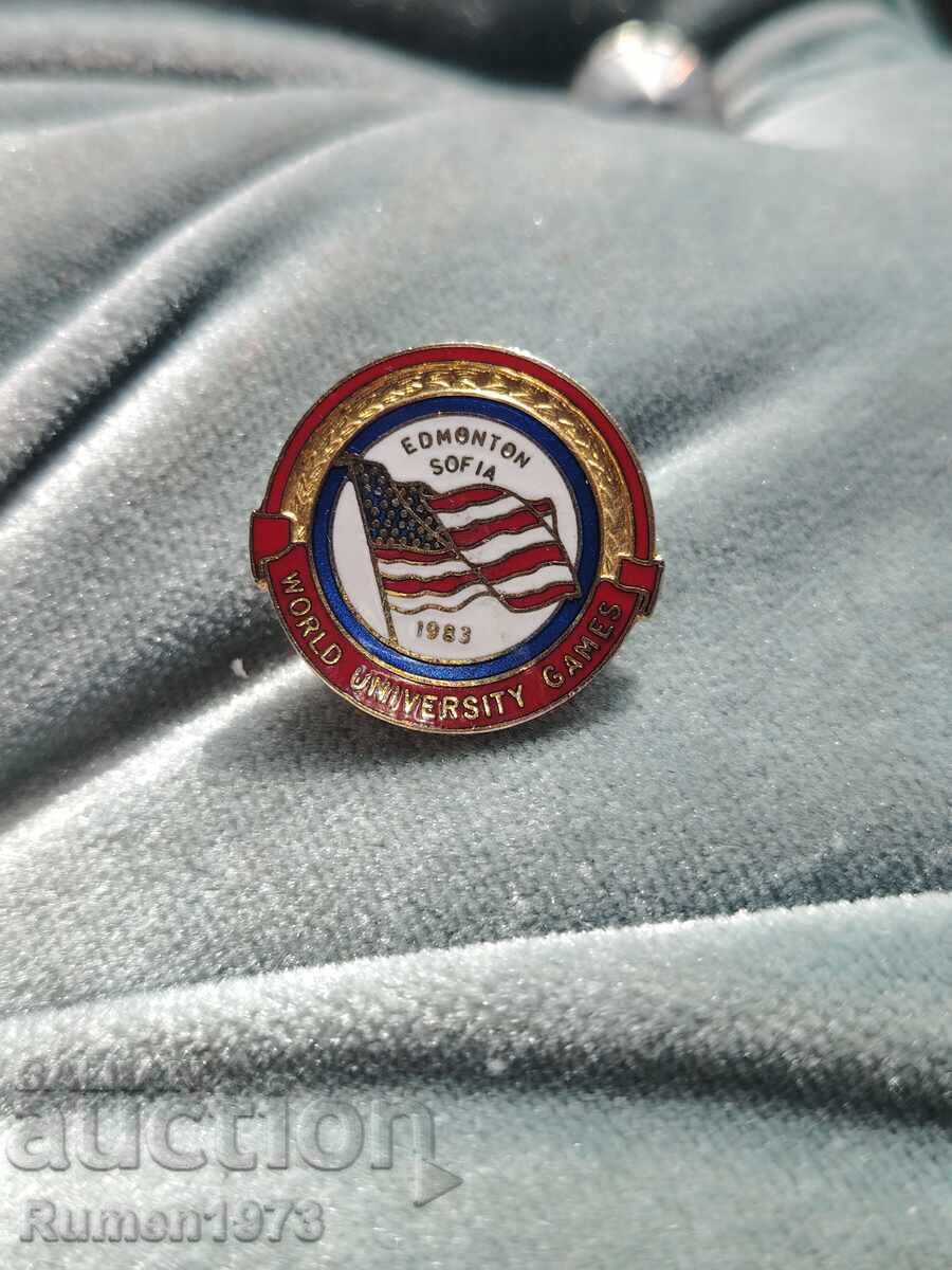 Insignă originală Sofia-Edmonton, jocuri universitare 1983