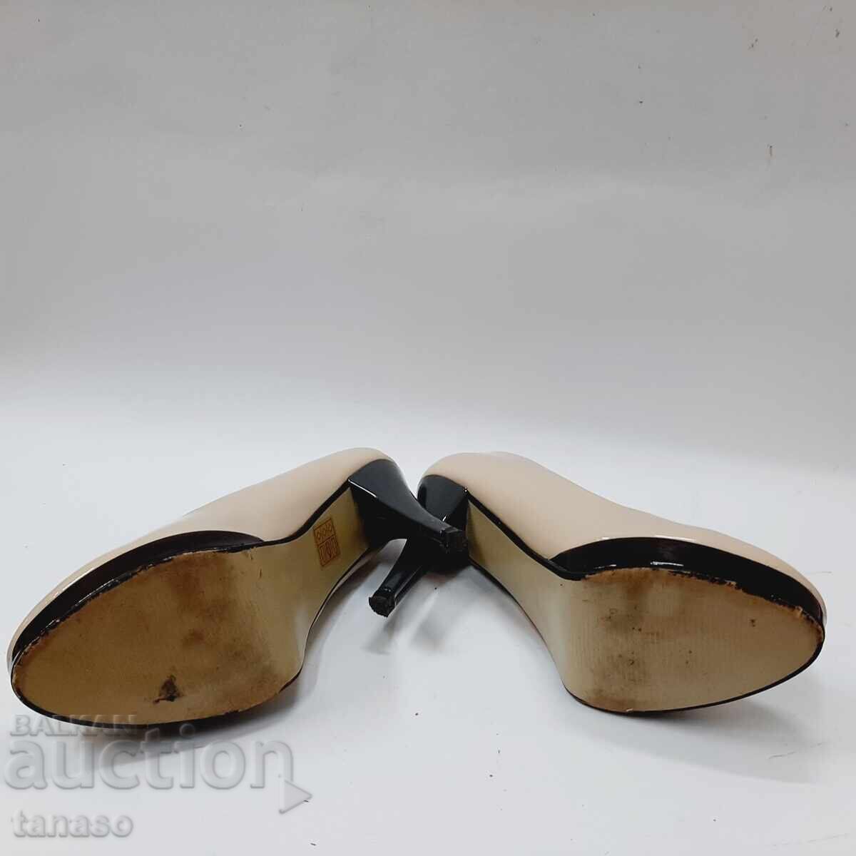 Pantofi vintage italieni cu toc înalt Paola Bacelli, culoarea bej - 7