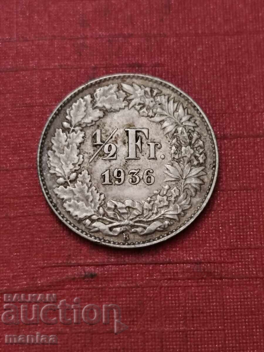 1/2 franc 1936 Argint! cu preț € 25.00 | 48.90 BGN