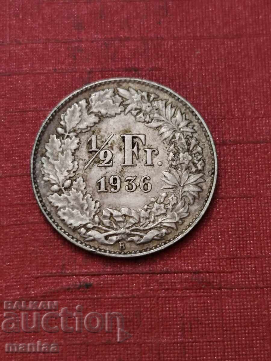 1/2 franc 1936 Argint!