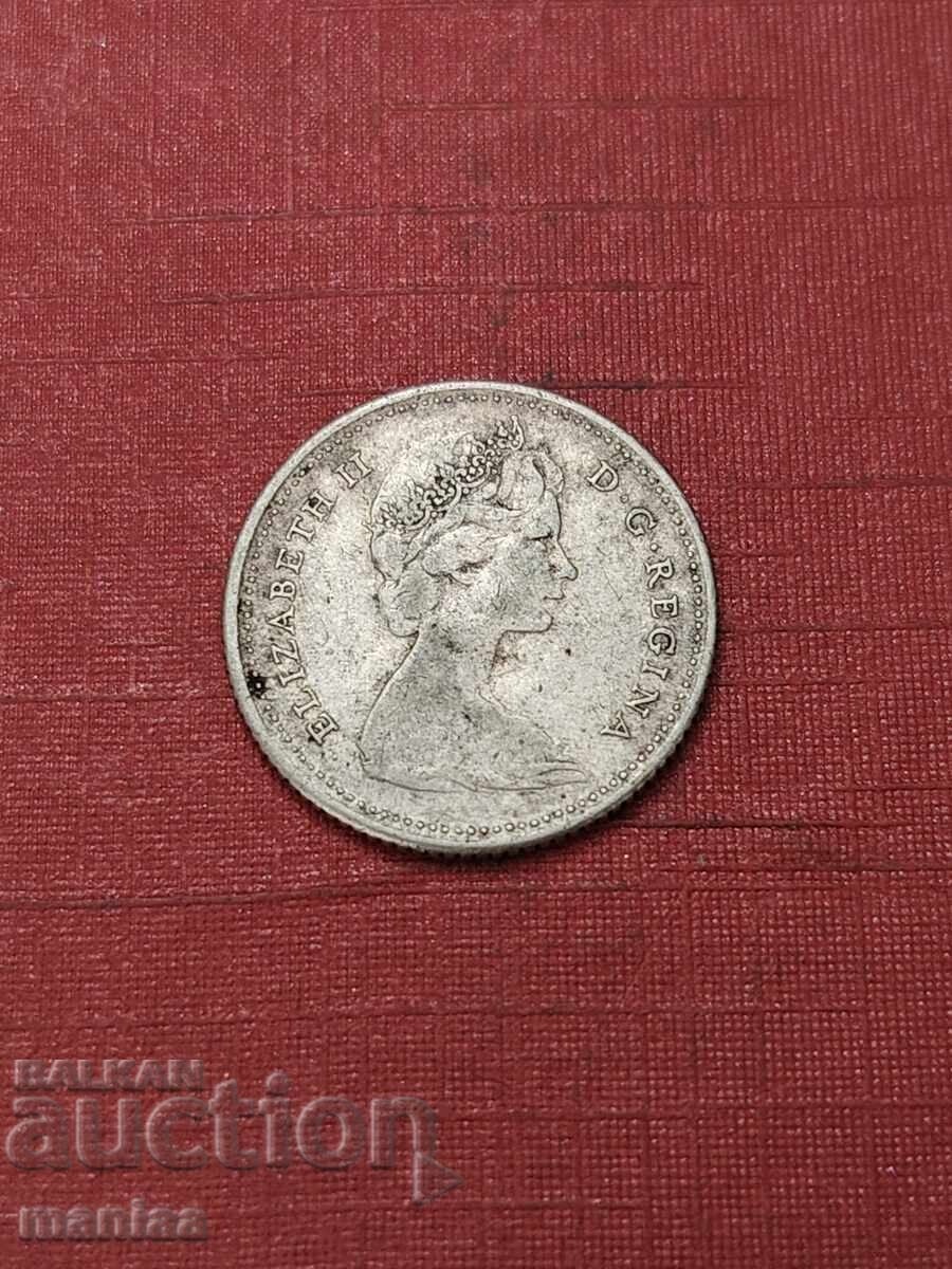 Licitație 10 cenți 1965 Canada Argint!