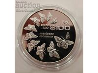 Silver 100 Pesos Butterflies 1987 Mexico Endangered Animals