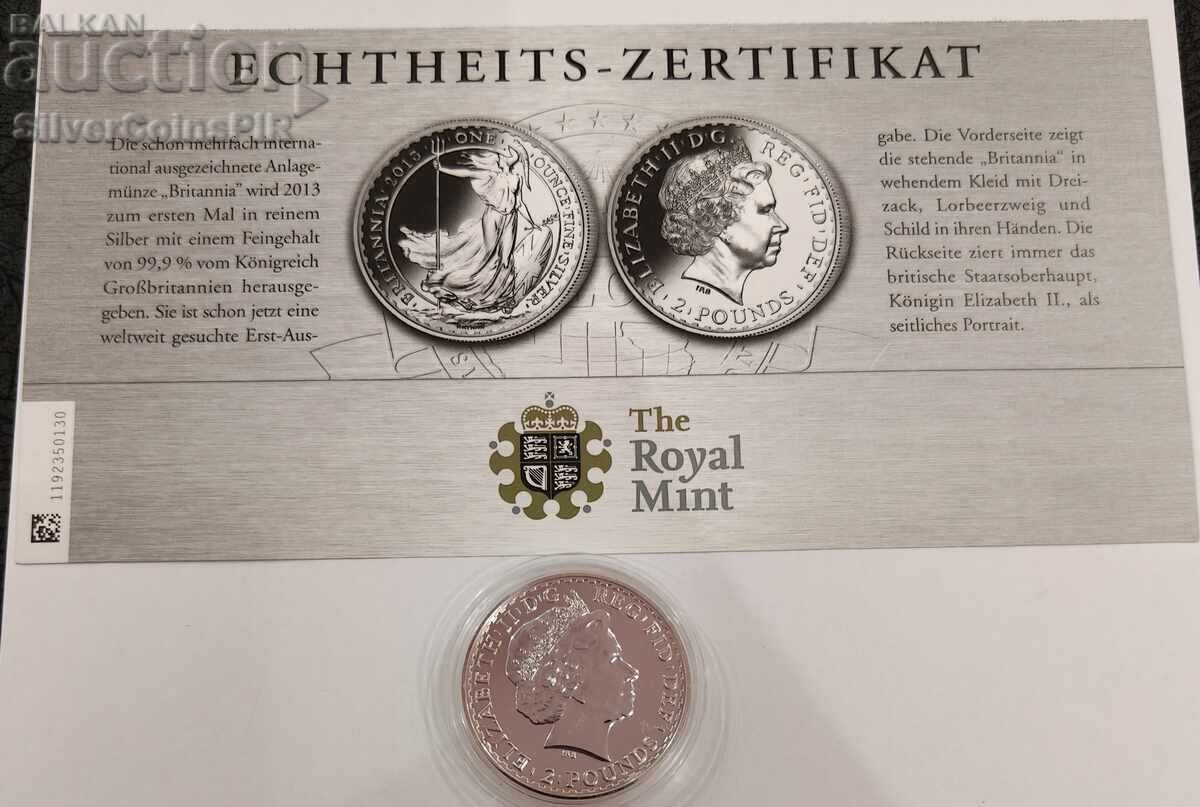 Auction  Silver 1 oz Britannia 2013 UK 2 pounds