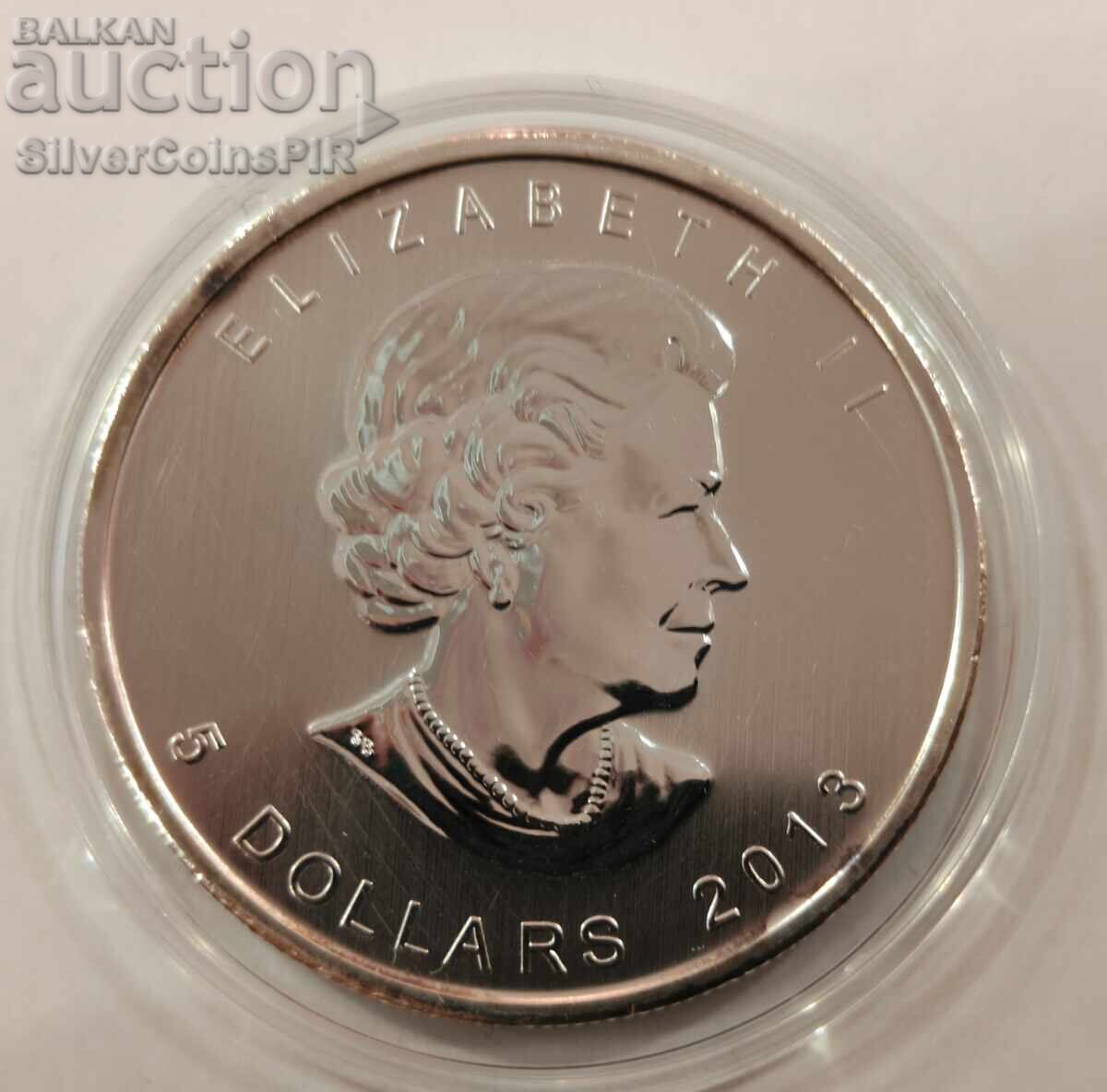 Silver 1 oz F15 Maple Leaf 2013 5 Dollars Canada - 5