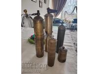 Collection, vintage brass coffee grinders