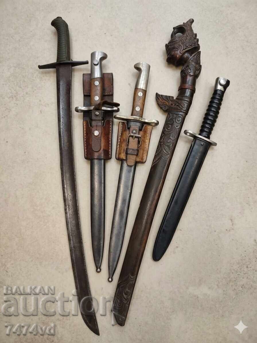 Колекция автентични хладни оръжия , щикове,сабя и др