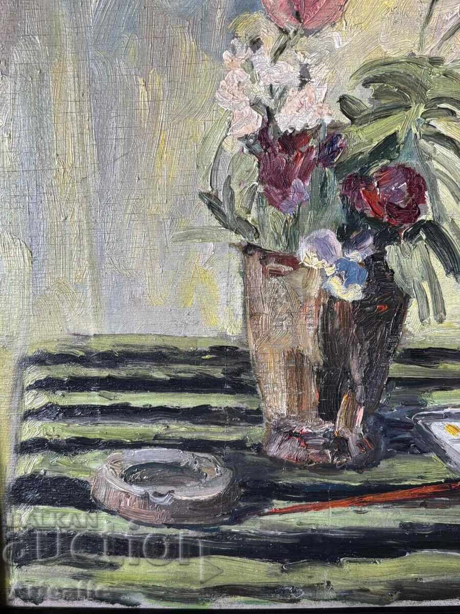 Παράδοση Πασκάλ Στρουζέφ-1960, λάδι σε ξύλο, αναπαλαιωμένο, κορνιζαρισμένο