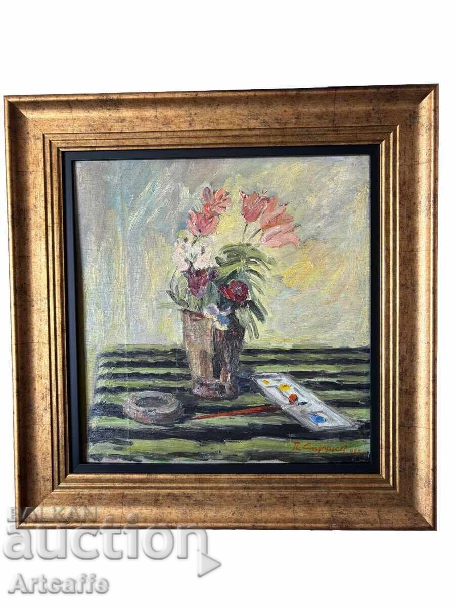 Πασκάλ Στρουζέφ-1960, λάδι σε ξύλο, αναπαλαιωμένο, κορνιζαρισμένο