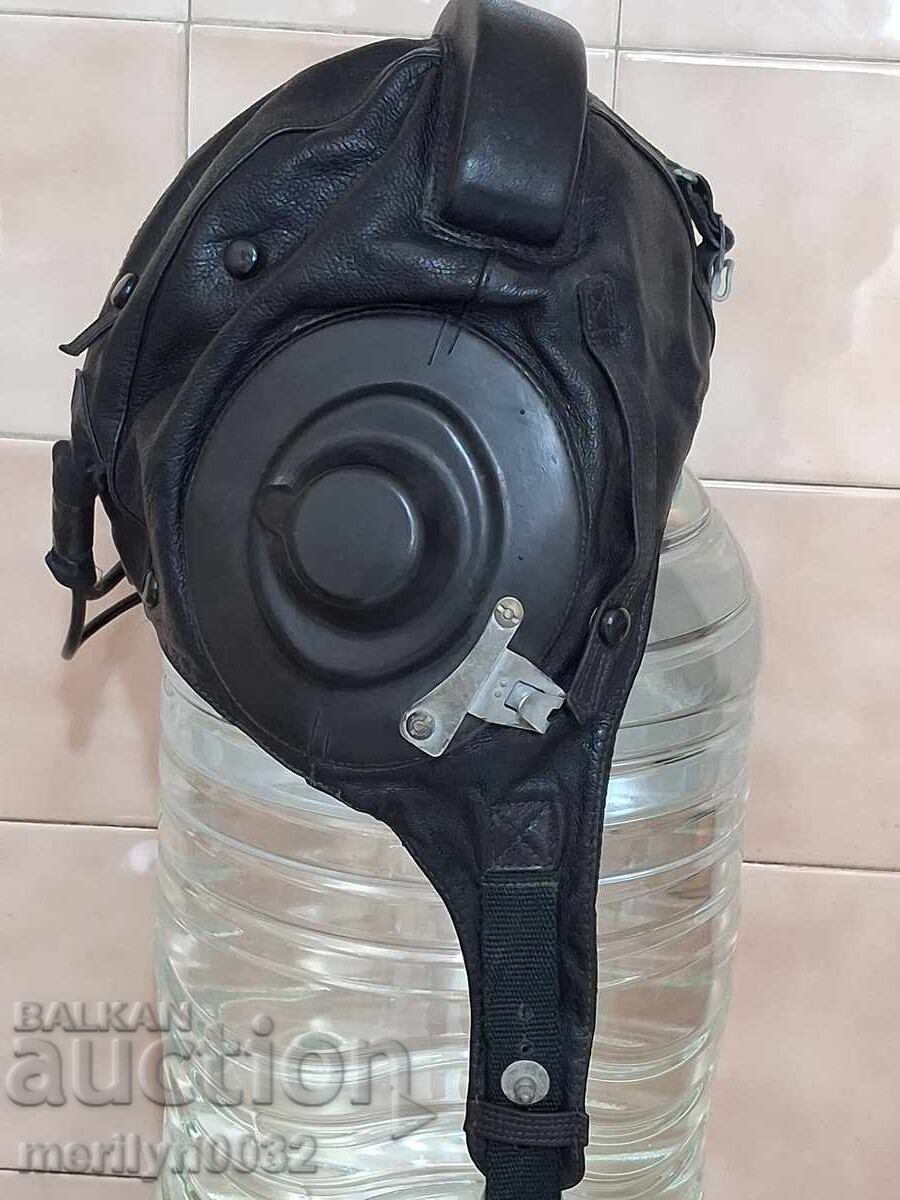 Кожен шлемофон на пилот изтребител шлем СССР каска авиатор - 7