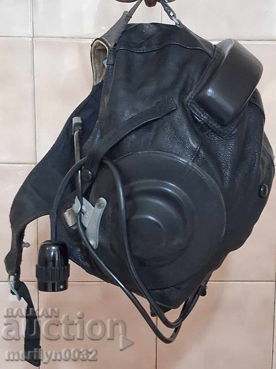 Кожен шлемофон на пилот изтребител шлем СССР каска авиатор