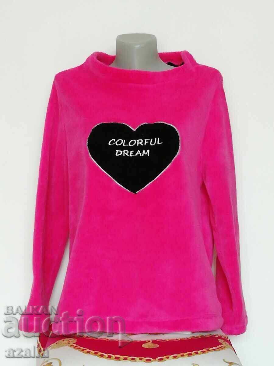 Мека пухкава блуза XL малинов цвят