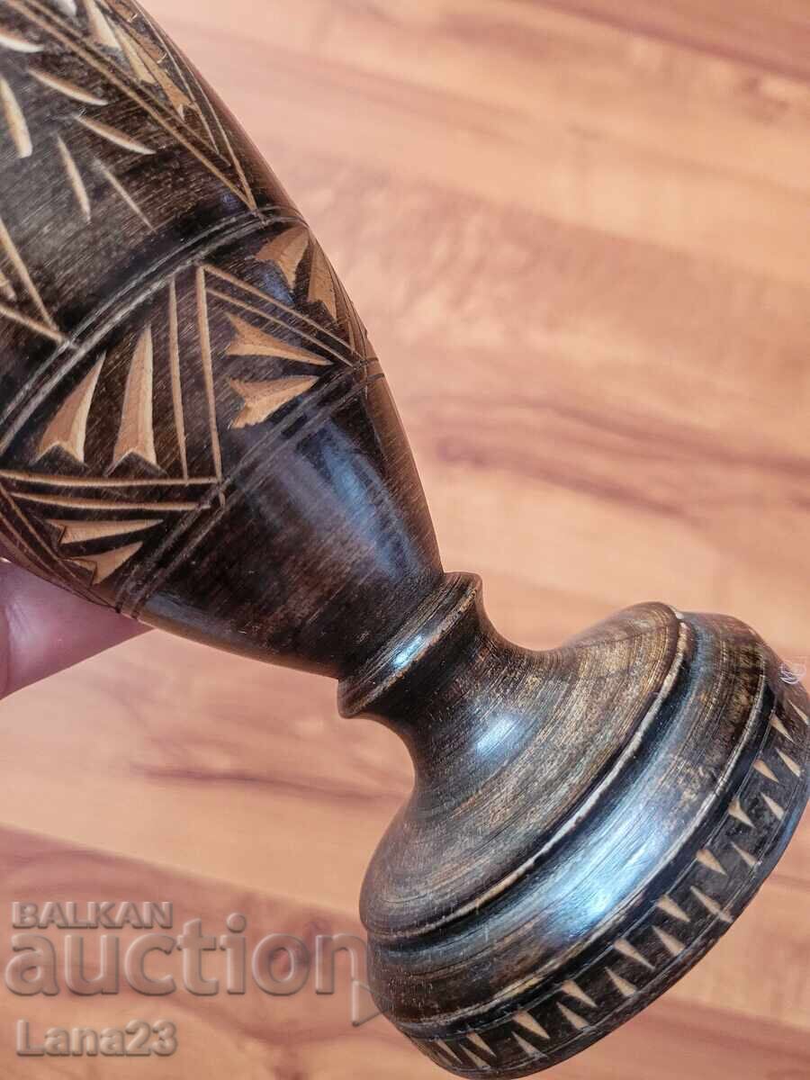 Hand-carved wooden vase - 5