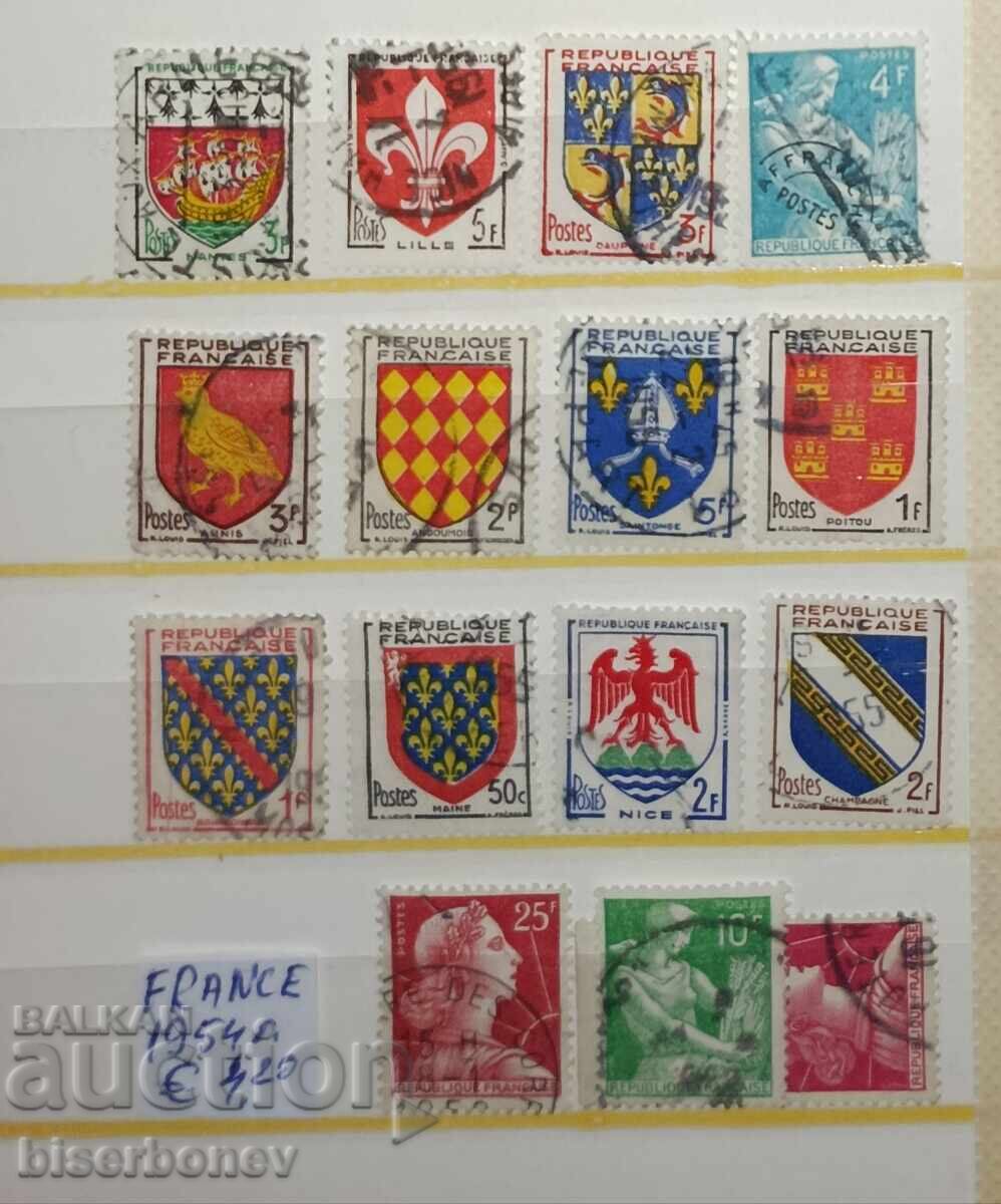 1954  г, Франция , чисти гърбове / лепенки