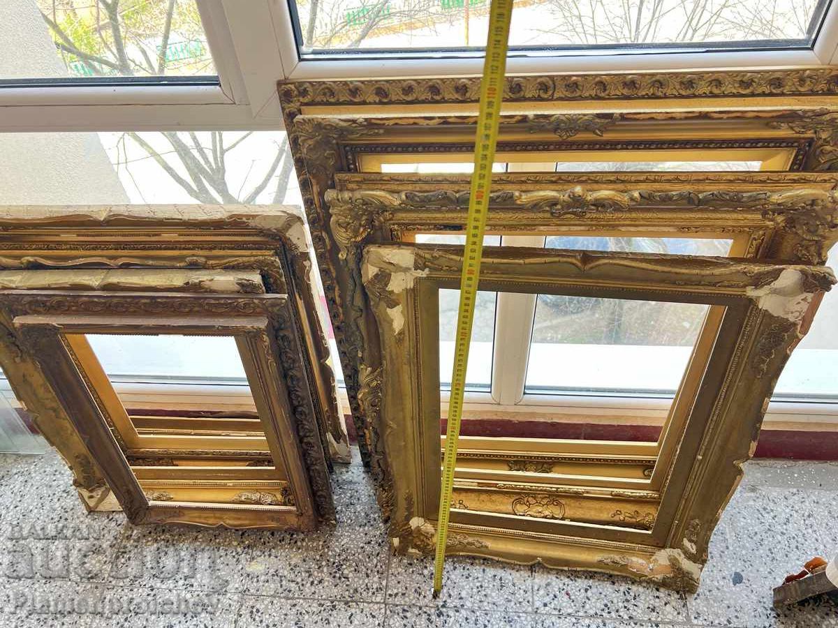 7 BUCĂȚI RAMĂ VECHE MARE ȘI 5 BUCĂȚI STICLĂ