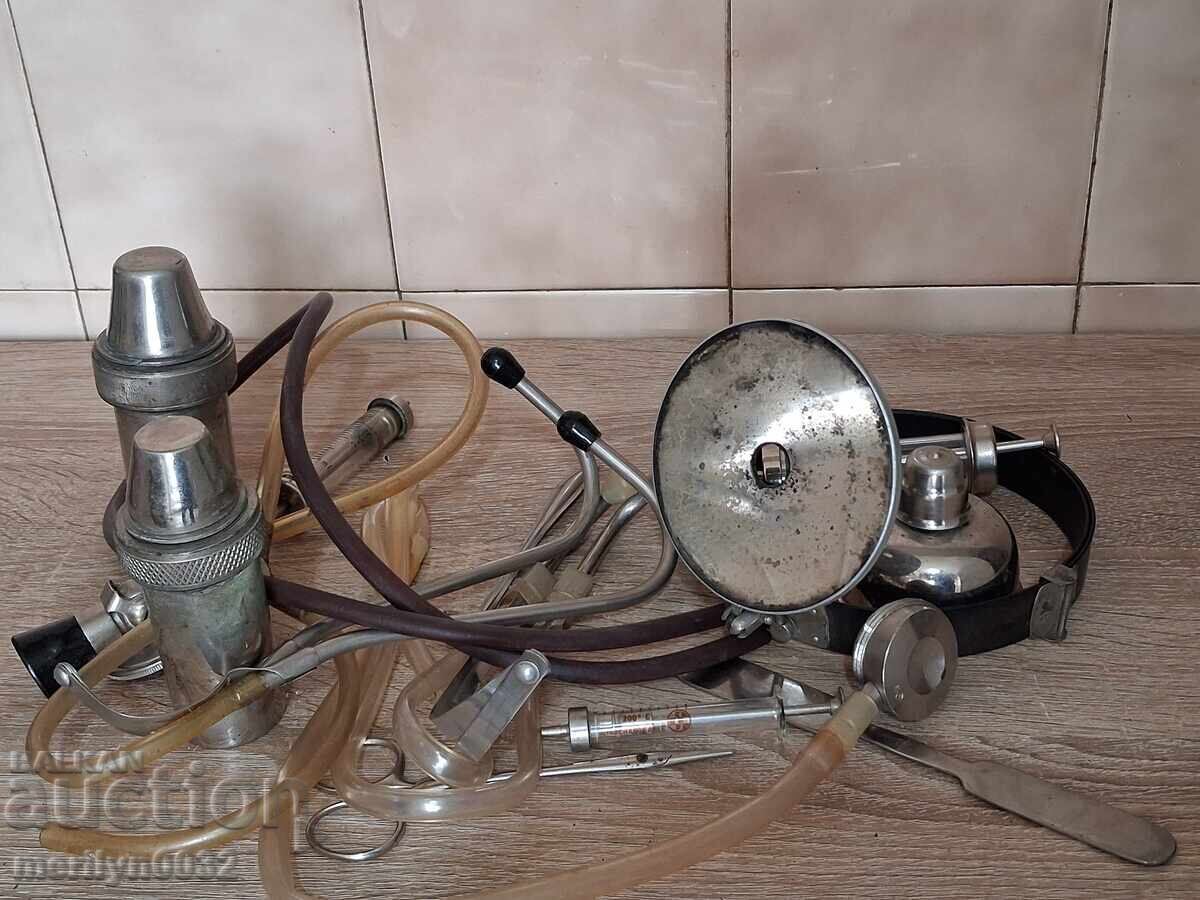 Geantă de doctor din piele cu instrumente medicale și stetoscop în interior - 5