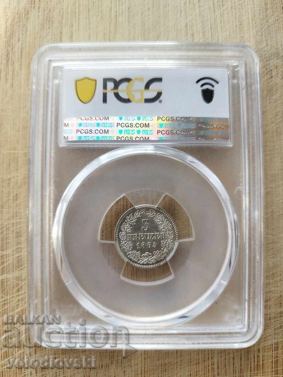 Доставка на 3 Кройцера 1865 Bavaria Top 10 MS64