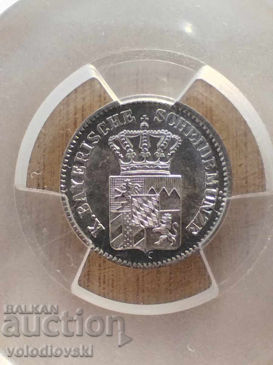 3 Kreuzer 1865 Bavaria PCGS MS 64 Top Pop Rare - 6