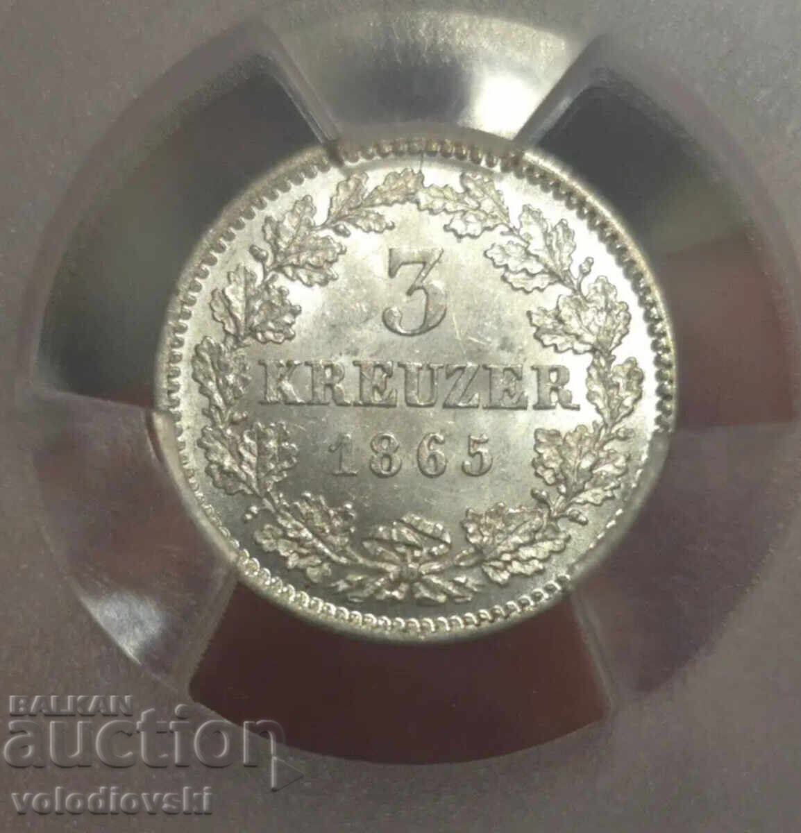 3 Кройцера 1865 Bavaria Top 10 MS64