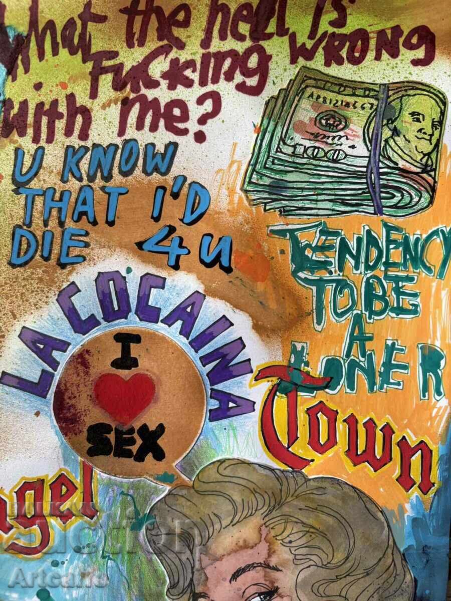 Licitație Edgar Gomez - tehnică mixtă, semnată, 2025