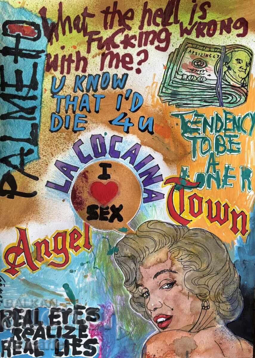 Edgar Gomez - tehnică mixtă, semnată, 2025