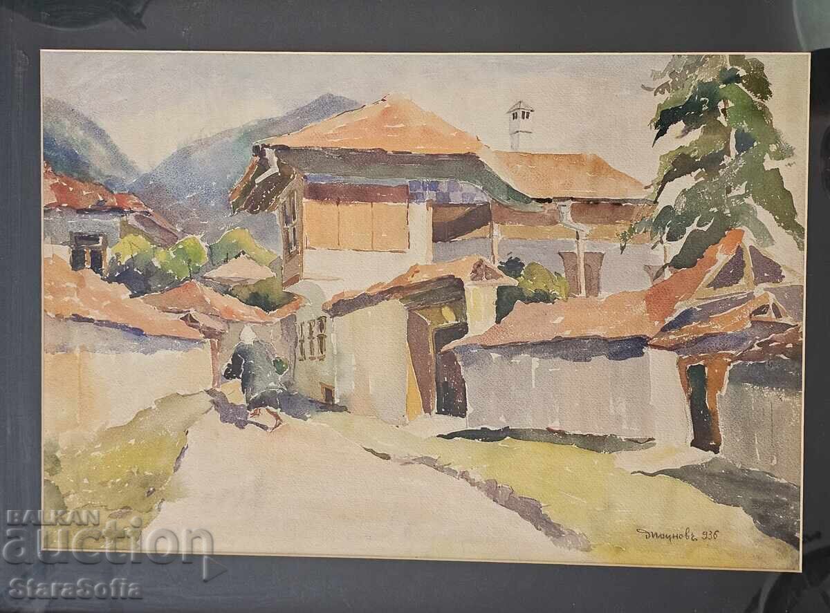 Delivery of Painting by Dimitar Paunov landscape 1936