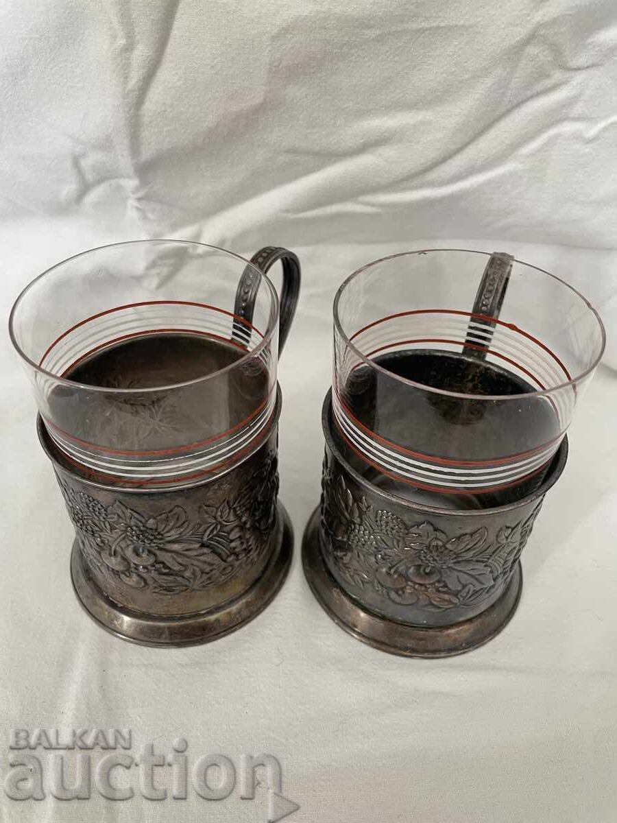 Suporturi pentru pahare cu pahare - URSS, 2 bucăți