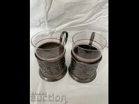 Suporturi pentru pahare cu pahare - URSS, 2 bucăți