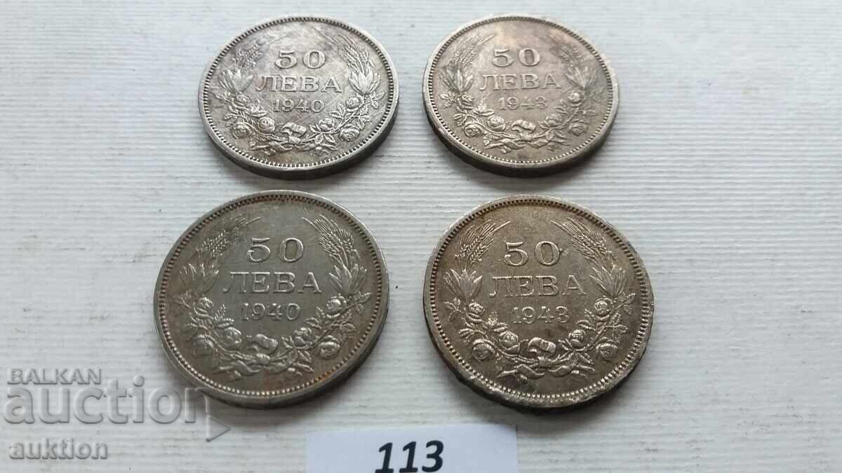 Licitație 50 leva 1940 și 1943, 4 bucăți