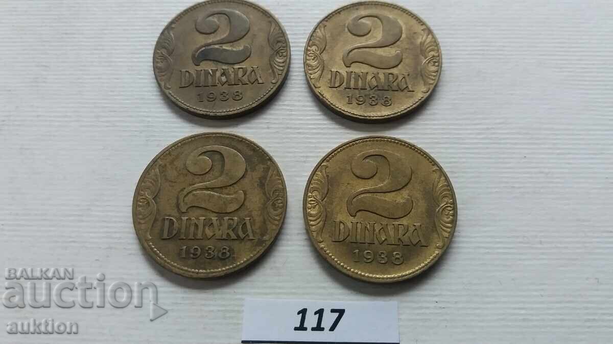 Livrarea 2 DINARI 1938 - 4 BUCĂȚI