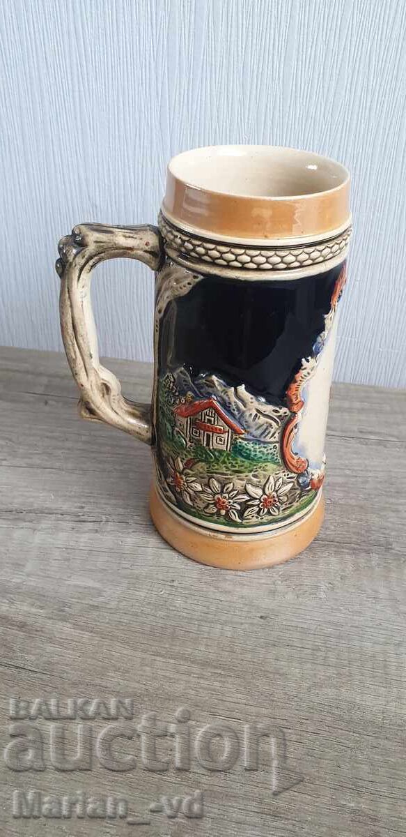 Auction  Old porcelain beer mug