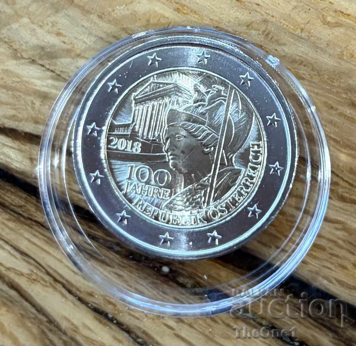 2 euro 2018 100 DE ANI DE LA ÎNFIINȚAREA REPUBLICII AUSTRIA