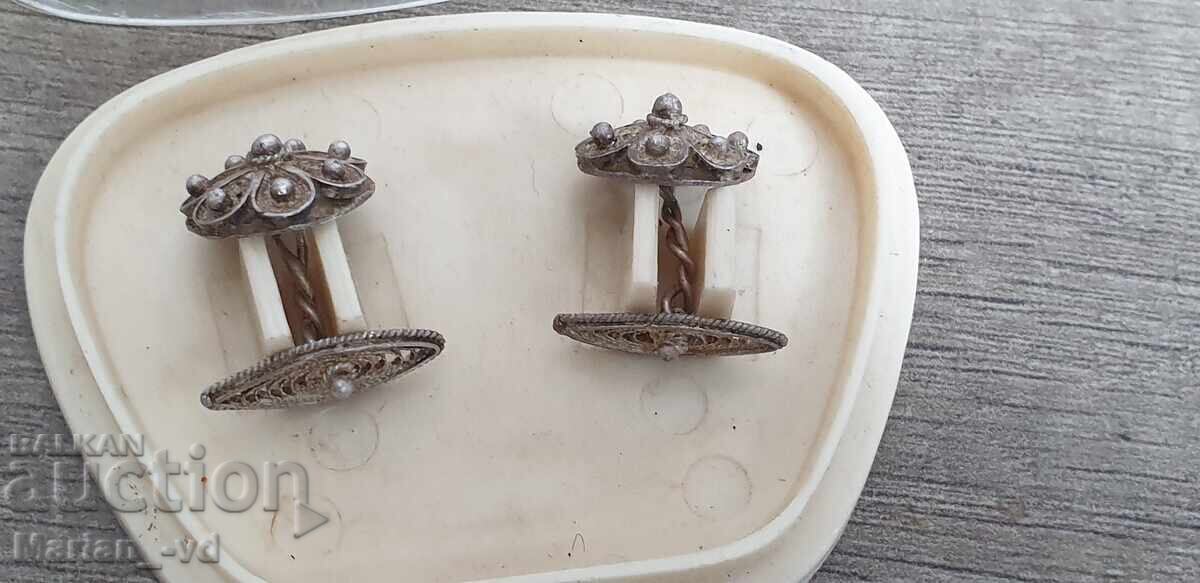 Стари сребърни филигранни бутонели, ръкавели - 5