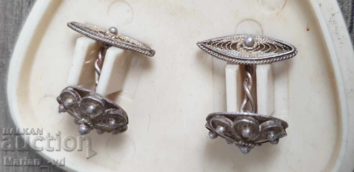 Стари сребърни филигранни бутонели, ръкавели - 6